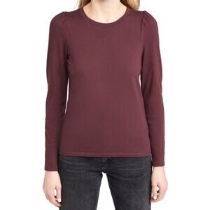New Madewell (Re)sourced Cotton Puff-Sleeve Tee Dark in Dark Fig Women's Size M